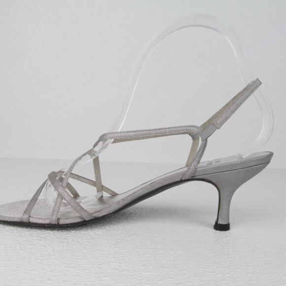 Stuart Weitzman Strappy Sandals Heels Silver size 7 - Picture 8 of 10